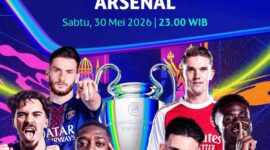 PSG akan menghadapi Arsenal pada final Liga Champions 2026 di Budapest, Sabtu malam WIB.