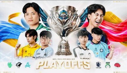 Pemain ONIC PH merayakan kemenangan atas Team Falcons PH pada Playoff MPL PH Season 17.