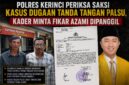Kasus dugaan pemalsuan tanda tangan dalam dokumen rapat pleno Partai Golkar Kota Sungai Penuh terus bergulir. Polres Kerinci saat ini tengah memeriksa sejumlah saksi guna mengungkap fakta di balik dokumen yang menjadi dasar pemberhentian delapan PK Golkar.
