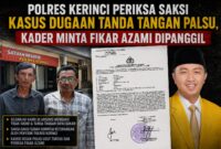 Kasus dugaan pemalsuan tanda tangan dalam dokumen rapat pleno Partai Golkar Kota Sungai Penuh terus bergulir. Polres Kerinci saat ini tengah memeriksa sejumlah saksi guna mengungkap fakta di balik dokumen yang menjadi dasar pemberhentian delapan PK Golkar.