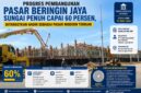 Suasana pembangunan Pasar Beringin Jaya Kota Sungai Penuh yang kini telah mencapai progres sekitar 60 persen dan ditargetkan menjadi pusat perdagangan modern bagi masyarakat.