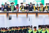Rektor IAIN Kerinci Dr. Jafar Ahmad bersama Wali Kota Sungai Penuh Alfin dan para tamu undangan menghadiri prosesi Wisuda XII IAIN Kerinci Tahun 2026 yang mengukuhkan 538 lulusan S1 dan S2.