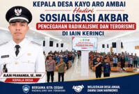 Kepala Desa Kayo Aro Ambai, Aan Prananda, SE., MM menghadiri Sosialisasi Akbar Pencegahan Paham Intoleransi, Radikalisme, Ekstremisme, dan Terorisme (IRET) di Aula Kampus IAIN Kerinci.