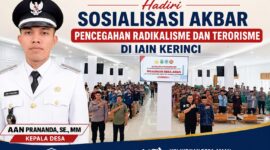Kepala Desa Kayo Aro Ambai, Aan Prananda, SE., MM menghadiri Sosialisasi Akbar Pencegahan Paham Intoleransi, Radikalisme, Ekstremisme, dan Terorisme (IRET) di Aula Kampus IAIN Kerinci.