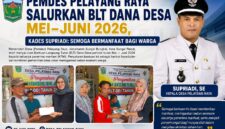 Pemerintah Desa Pelayang Raya menyalurkan Bantuan Langsung Tunai (BLT) Dana Desa periode Mei–Juni 2026 kepada keluarga penerima manfaat. Kegiatan yang berlangsung pada 26 Juni 2026 tersebut merupakan bentuk kepedulian Pemdes Pelayang Raya
