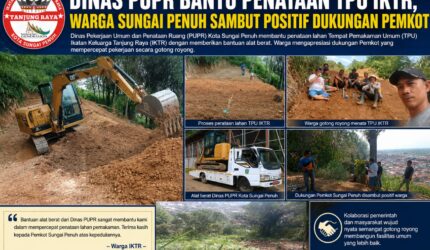 Dinas PUPR Kota Sungai Penuh membantu penataan TPU IKTR dengan alat berat untuk mempercepat pekerjaan warga.