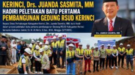 Kepala Dinas Perhubungan Kabupaten Kerinci, Drs. Juanda Sasmita, M.M., menghadiri prosesi peletakan batu pertama pembangunan Gedung RSUD Kabupaten Kerinci bersama Gubernur Jambi