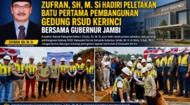 Inspektur Daerah Kabupaten Kerinci, Zufran, S.H., M.Si., menghadiri prosesi peletakan batu pertama pembangunan Gedung RSUD Kabupaten Kerinci bersama Gubernur Jambi, Dr. H. Al Haris, S.Sos., M.H., sebagai wujud dukungan terhadap pembangunan infrastruktur kesehatan yang transparan, akuntabel, dan bermanfaat bagi masyarakat Kabupaten Kerinci.