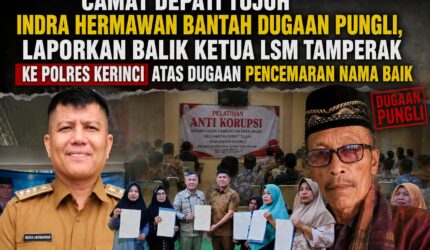 Camat Depati Tujuh Indra Hermawan memberikan klarifikasi dan hak jawab terkait dugaan pungli serta melaporkan Ketua LSM Tamperak ke Polres Kerinci.