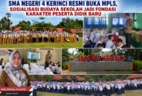 Kepala SMA Negeri 4 Kerinci, Nelly Afriyanty, S.Si., M.Pd, didampingi personel Satbinmas Polres Kerinci saat membuka Sosialisasi Budaya Sekolah dan Masa Pengenalan Lingkungan Sekolah (MPLS) bagi peserta didik baru Tahun Ajaran 2026/2027 di lapangan SMA Negeri 4 Kerinci