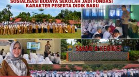 Kepala SMA Negeri 4 Kerinci, Nelly Afriyanty, S.Si., M.Pd, didampingi personel Satbinmas Polres Kerinci saat membuka Sosialisasi Budaya Sekolah dan Masa Pengenalan Lingkungan Sekolah (MPLS) bagi peserta didik baru Tahun Ajaran 2026/2027 di lapangan SMA Negeri 4 Kerinci