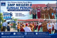 Suasana pembukaan Gerakan Ayah Mengantar Anak ke Sekolah (GAMAS) yang dirangkaikan dengan MPLS Ramah Tahun Ajaran 2026/2027 di SMP Negeri 8 Sungai Penuh,