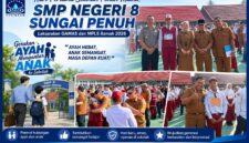 Suasana pembukaan Gerakan Ayah Mengantar Anak ke Sekolah (GAMAS) yang dirangkaikan dengan MPLS Ramah Tahun Ajaran 2026/2027 di SMP Negeri 8 Sungai Penuh,