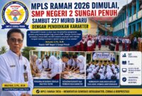 Sebanyak 227 murid baru mengikuti kegiatan MPLS Ramah Tahun Ajaran 2026/2027 di SMP Negeri 2 Sungai Penuh sebagai langkah awal mengenal lingkungan sekolah sekaligus memperkuat pendidikan karakter.