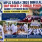 Sebanyak 227 murid baru mengikuti kegiatan MPLS Ramah Tahun Ajaran 2026/2027 di SMP Negeri 2 Sungai Penuh sebagai langkah awal mengenal lingkungan sekolah sekaligus memperkuat pendidikan karakter.