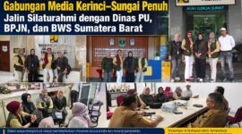 Gabungan media dari Kota Sungai Penuh dan Kabupaten Kerinci saat melakukan kunjungan silaturahmi ke Dinas PU Provinsi Sumatera Barat, BPJN Padang, dan BWS Sumatera V Padang dalam rangka memperkuat sinergi, komunikasi, dan keterbukaan informasi pembangunan.