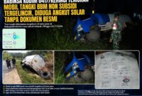 Mobil tangki pengangkut BBM non subsidi yang tergelincir di bahu jalan di wilayah Kabupaten Kerinci. Babinsa Kodim 0417/Kerinci menemukan kendaraan tersebut dan menduga pengangkutan solar dilakukan tanpa kelengkapan dokumen resmi, sehingga kasusnya ditindaklanjuti oleh pihak berwenang.