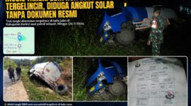 Mobil tangki pengangkut BBM non subsidi yang tergelincir di bahu jalan di wilayah Kabupaten Kerinci. Babinsa Kodim 0417/Kerinci menemukan kendaraan tersebut dan menduga pengangkutan solar dilakukan tanpa kelengkapan dokumen resmi, sehingga kasusnya ditindaklanjuti oleh pihak berwenang.