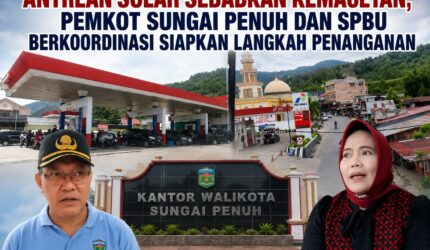 Kondisi antrean kendaraan pengisian BBM Solar di SPBU Desa Pelayang Raya, Kota Sungai Penuh, yang menjadi perhatian pemerintah dan masyarakat.
