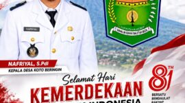 Kepala Desa Koto Bringin, Nafriyal, S.PdI, bersama Pemdes Koto Bringin menyampaikan ucapan Selamat Hari Kemerdekaan Republik Indonesia dan Dirgahayu HUT RI ke-81, 17 Agustus 2026.