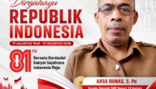 Kepala SMP Negeri 18 Kerinci, Arsa Dunas, S.Pd., menyampaikan ucapan Dirgahayu Republik Indonesia dalam rangka HUT RI ke-81.