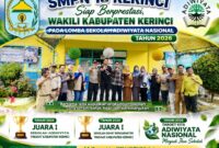 Kepala SMPN 13 Kerinci Liza Azoni, M.Pd bersama warga sekolah menunjukkan semangat mempersiapkan diri mengikuti Lomba Sekolah Adiwiyata Nasional 2026.