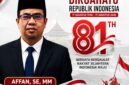 Kepala BKPSDM Kota Sungai Penuh Affan, SE, MM menyampaikan ucapan Dirgahayu Republik Indonesia ke-81 dengan semangat persatuan dan pembangunan daerah.
