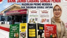 Pimpinan Bank Jambi Cabang Sungai Penuh Hj. Dessi Ervina, S.E., M.M., menyampaikan perkembangan layanan perbankan serta berbagai promo dan program Bank Jambi