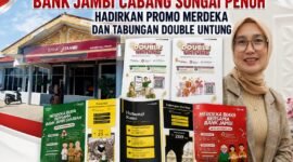 Pimpinan Bank Jambi Cabang Sungai Penuh Hj. Dessi Ervina, S.E., M.M., menyampaikan perkembangan layanan perbankan serta berbagai promo dan program Bank Jambi