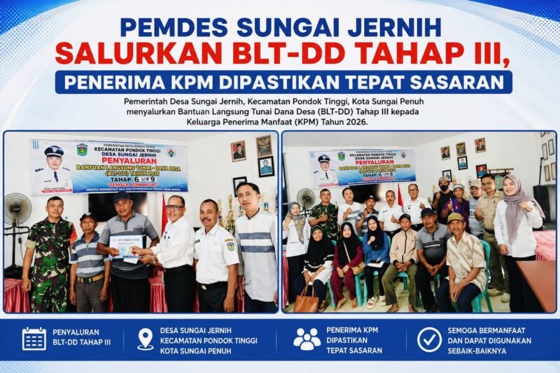 Pemerintah Desa Sungai Jernih menyalurkan BLT-DD Tahap III kepada 12 KPM di Kantor Desa Sungai Jernih