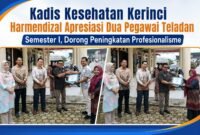 Kadis Kesehatan Kabupaten Kerinci Harmendizal memberikan apresiasi kepada Hj. Hernidayanti dan Eksa Pramadana sebagai Pegawai Teladan Semester I.