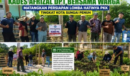 Kades Afrizal DPT bersama warga Desa Tanjung Bunga bergotong royong menata Kebun PKK dan menanam sayuran serta tanaman obat.