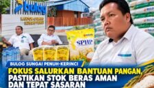Pimpinan Bulog Cabang Sungai Penuh Fahmi Hafiza Siregar bersama Asisten Manager Administrasi dan Keuangan Eka Wijaya serta Asisten Manager Pengadaan dan Operasional Haryadi saat diwawancarai awak media di Kantor Cabang Bulog Sungai Penuh-Kerinci