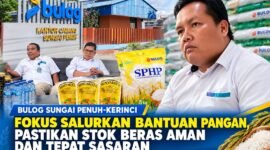 Pimpinan Bulog Cabang Sungai Penuh Fahmi Hafiza Siregar bersama Asisten Manager Administrasi dan Keuangan Eka Wijaya serta Asisten Manager Pengadaan dan Operasional Haryadi saat diwawancarai awak media di Kantor Cabang Bulog Sungai Penuh-Kerinci