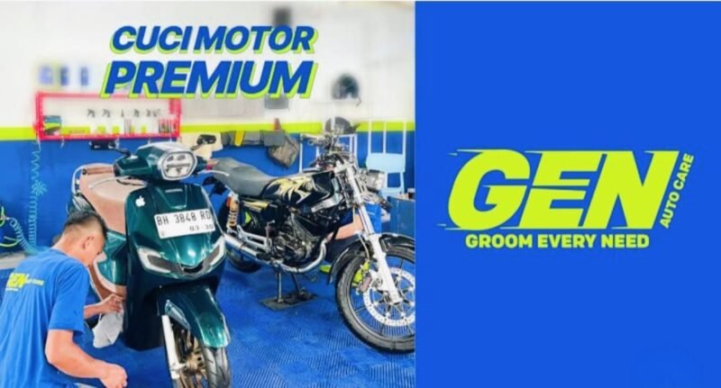 GEN Autocare di Desa Gedang, Sungai Penuh, menawarkan layanan cuci motor dengan konsep baru dan profesional.