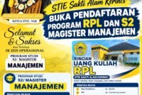 STIE Sakti Alam Kerinci resmi membuka pendaftaran Program RPL dan S2 Magister Manajemen untuk Tahun Akademik 2025/2026.