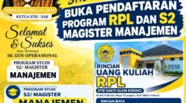STIE Sakti Alam Kerinci resmi membuka pendaftaran Program RPL dan S2 Magister Manajemen untuk Tahun Akademik 2025/2026.