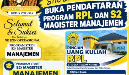 STIE Sakti Alam Kerinci buka pendaftaran RPL dan S2 Magister Manajemen