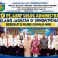 Sebanyak 20 pejabat dinyatakan lolos seleksi administrasi lelang Jabatan Pimpinan Tinggi (JPT) Pratama di lingkungan Pemerintah Kota Sungai Penuh. Mereka akan mengikuti tahapan seleksi untuk memperebutkan lima posisi kepala OPD.