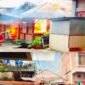 Petugas Damkar melakukan pemadaman kebakaran di kawasan belakang Terminal Bus Kota Sungai Penuh.