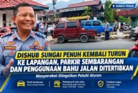 Dishub Kota Sungai Penuh melakukan penertiban parkir dan pengawasan penggunaan bahu jalan di kawasan perkotaan untuk menjaga kelancaran arus lalu lintas.