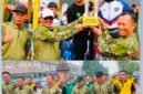 Wali Kota Sungai Penuh Alfin, Wakil Wali Kota Azhar Hamzah dan Dandim 0417/Kerinci Letkol Inf. Eko Siswanto mengikuti olahraga bersama dalam rangka memeriahkan HUT TNI ke-81 di Lapangan Merdeka Kota Sungai Penuh.