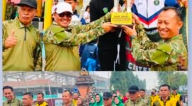 Wali Kota Sungai Penuh Alfin, Wakil Wali Kota Azhar Hamzah dan Dandim 0417/Kerinci Letkol Inf. Eko Siswanto mengikuti olahraga bersama dalam rangka memeriahkan HUT TNI ke-81 di Lapangan Merdeka Kota Sungai Penuh.