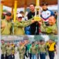 Wali Kota Sungai Penuh Alfin, Wakil Wali Kota Azhar Hamzah dan Dandim 0417/Kerinci Letkol Inf. Eko Siswanto mengikuti olahraga bersama dalam rangka memeriahkan HUT TNI ke-81 di Lapangan Merdeka Kota Sungai Penuh.