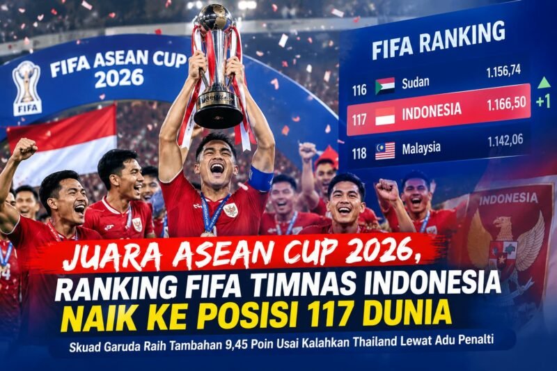 Timnas Indonesia mengangkat trofi FIFA ASEAN Cup 2026 setelah mengalahkan Thailand melalui adu penalti di SUGBK, Jakarta