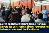 Kapolres Kerinci bersama Kasat Reskrim dan insan pers serta LSM menggelar silaturahmi guna mempererat kemitraan, memperkuat keterbukaan informasi, dan menjaga situasi kamtibmas di Kabupaten Kerinci dan Kota Sungai Penuh
