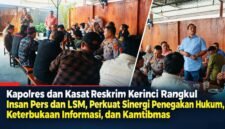 Kapolres Kerinci bersama Kasat Reskrim dan insan pers serta LSM menggelar silaturahmi guna mempererat kemitraan, memperkuat keterbukaan informasi, dan menjaga situasi kamtibmas di Kabupaten Kerinci dan Kota Sungai Penuh