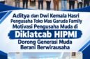 Aditya dan Dwi Kemala Hasri, pengusaha Toko Mas Garuda Family, turut mendukung semangat kewirausahaan dan mendorong generasi muda agar berani memulai usaha melalui kegiatan Diklatcab HIPMI Kerinci dan Sungai Penuh.