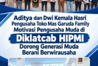 Aditya dan Dwi Kemala Hasri, pengusaha Toko Mas Garuda Family, turut mendukung semangat kewirausahaan dan mendorong generasi muda agar berani memulai usaha melalui kegiatan Diklatcab HIPMI Kerinci dan Sungai Penuh.