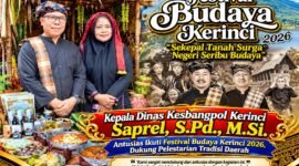 Kepala Dinas Kesbangpol Kabupaten Kerinci, Saprel, S.Pd., M.Si., turut mendukung dan mengikuti Festival Budaya Kerinci 2026 di Dermaga Danau Kerinci. Festival ini menjadi ajang memperkenalkan kekayaan budaya dan kuliner tradisional Kerinci kepada masyarakat luas.